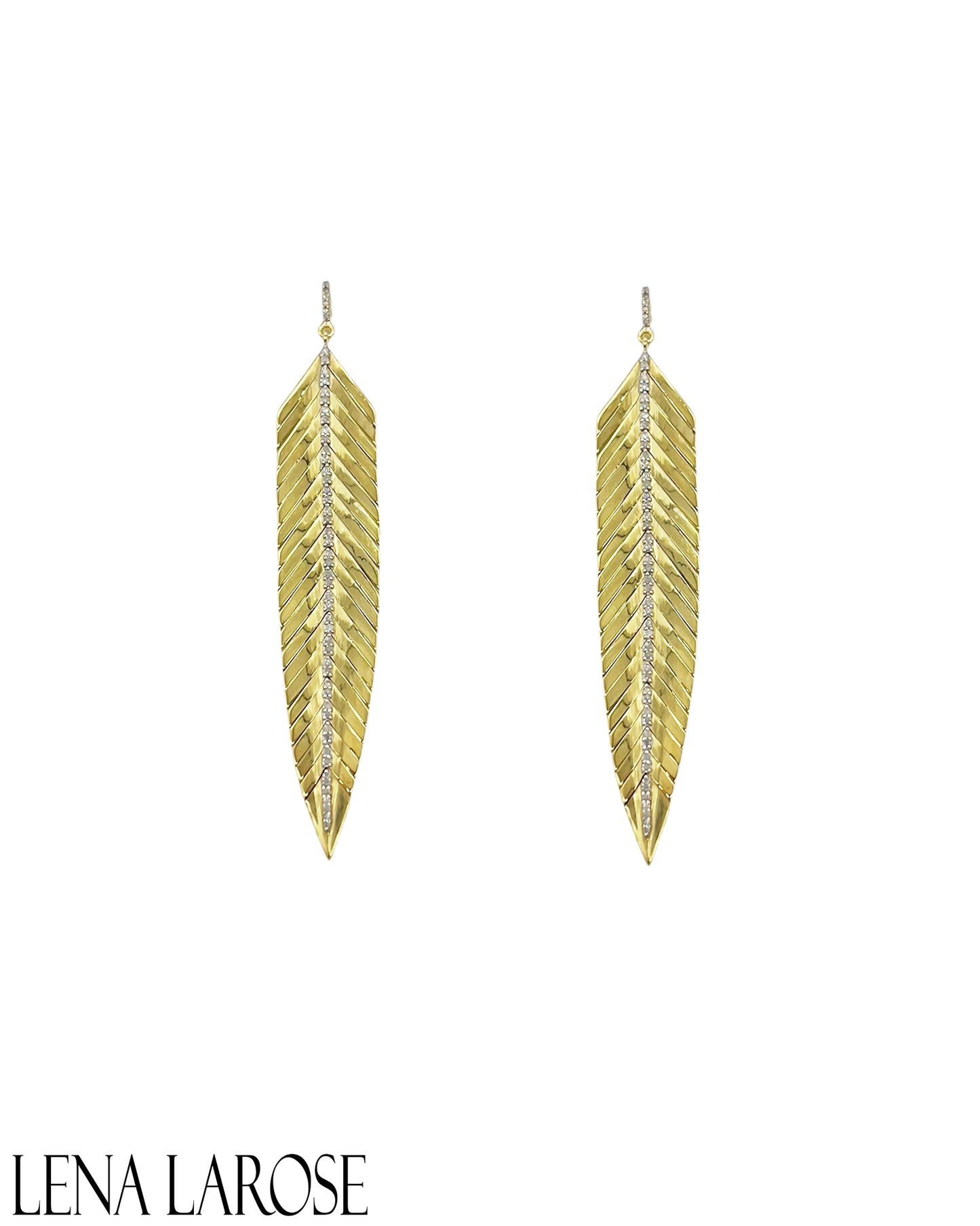 TRUNKSHOW The Woods Brass Feather Drop Earrings