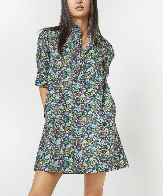 Ann Mashburn Elbow-Sleeve Frill Dress