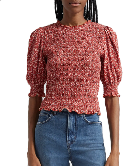 Veronica Beard Langston Smocked Top