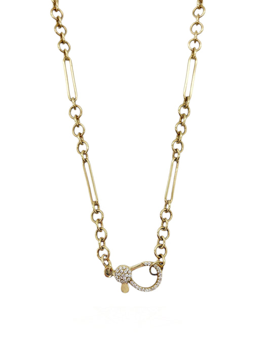 Vintage La Rose 14K Gold Diamond Clasp Chain