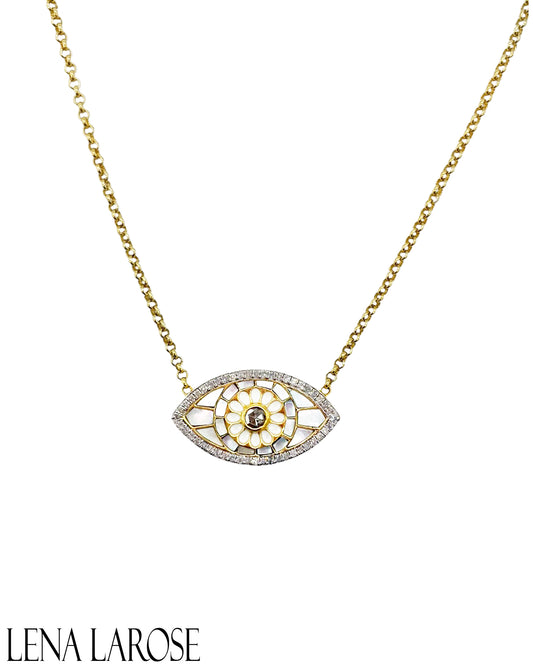 The Woods Mother of Pearl Evil Eye Necklace