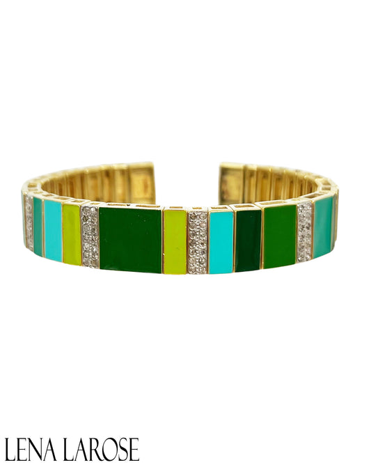 The Woods Fine Jewelry Green Enamel Cuff