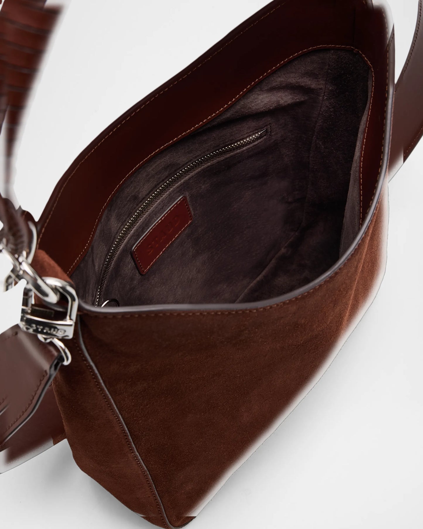 Staud Mel Suede Shoulder Bag Mahogany
