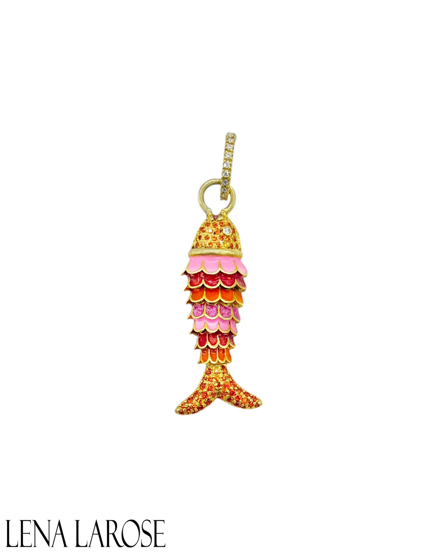 Royal Nomad Orange Sapphire Reversible Fish Pendant