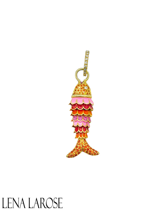 Royal Nomad Orange Sapphire Reversible Fish Pendant