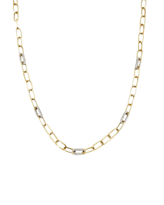 14K Vintage La Rose Diamond Paperclip Necklace