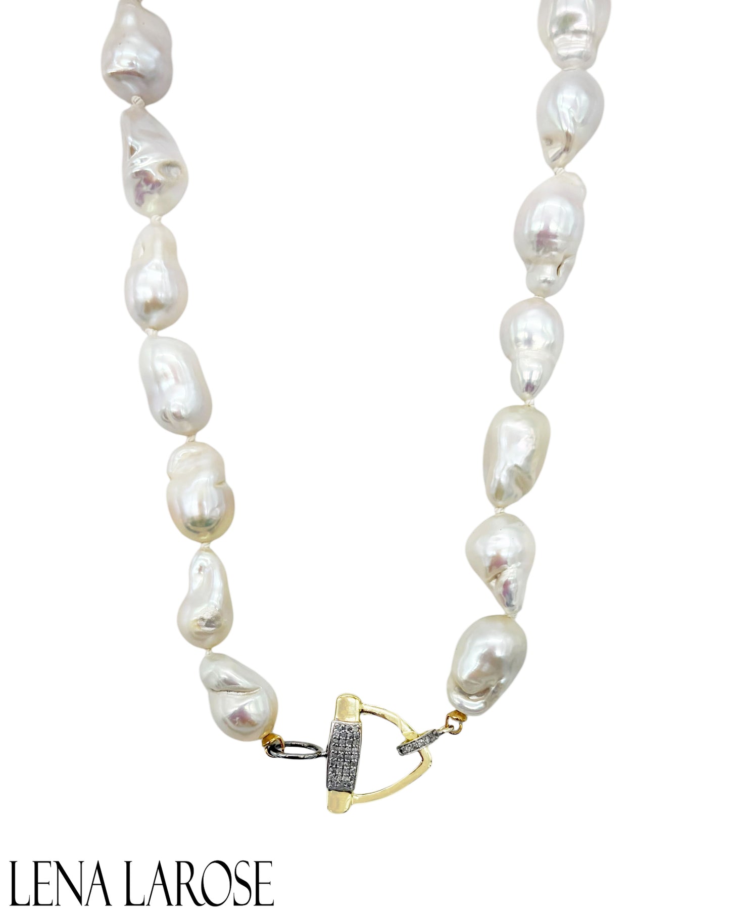 The Woods Baroque Pearl Diamond Necklace 17.5"