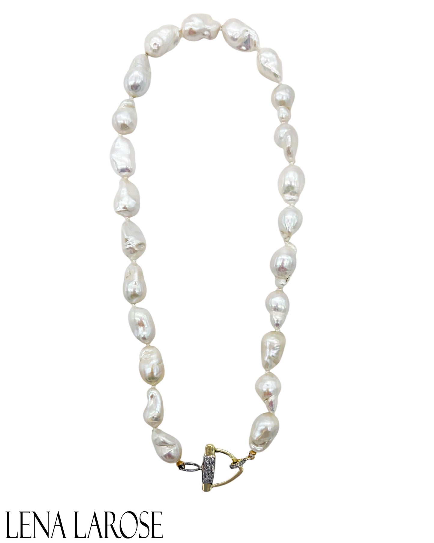 The Woods Baroque Pearl Diamond Necklace 17.5"