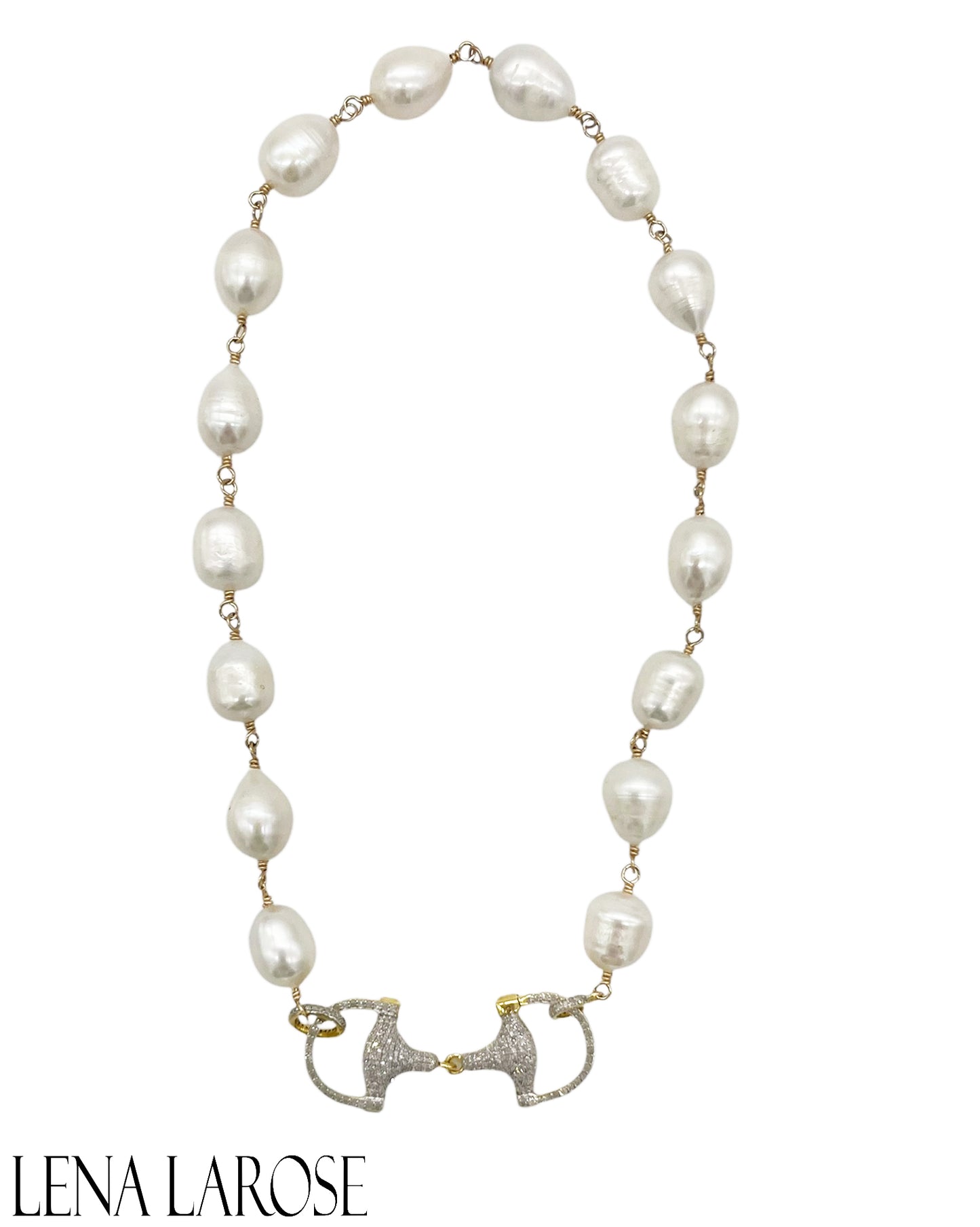 TRUNKSHOW The Woods Pearl Horse Bit Necklace, 17"
