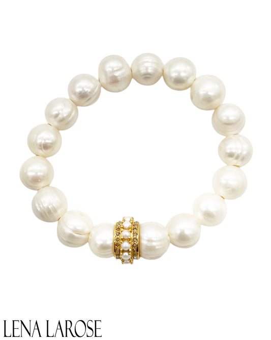 The Woods Pearl Diamond Rondel Bracelet