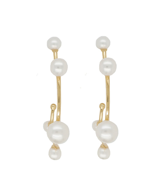 14K Vintage La Rose Pearl Orbit Hoop Earrings