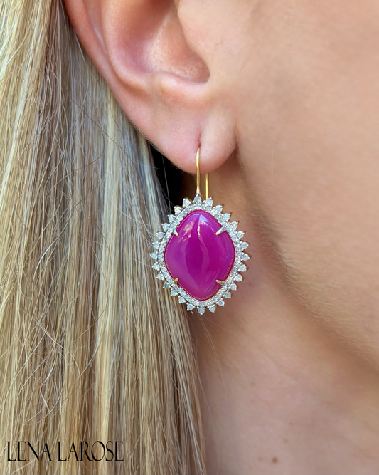TRUNK-SHOW The Woods Pink Chalcedony Diamond Earrings