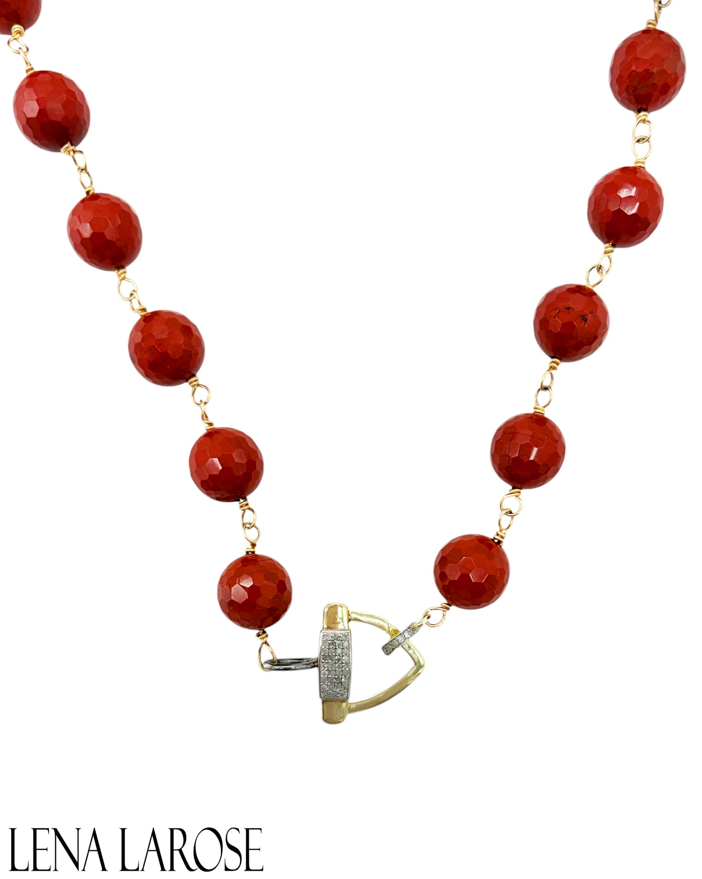 The Woods Red Jade Diamond Chain 17.5"