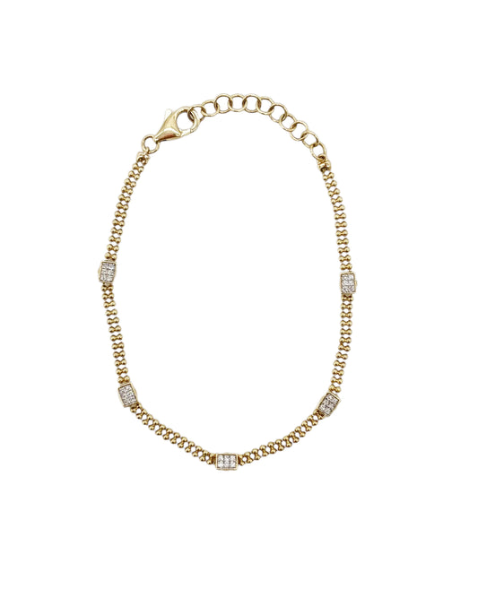 Vintage La Rose 14K Diamond Chain Bracelet