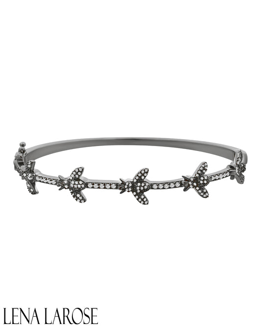 Vintage La Rose Sterling Silver Diamond Bee Bangle