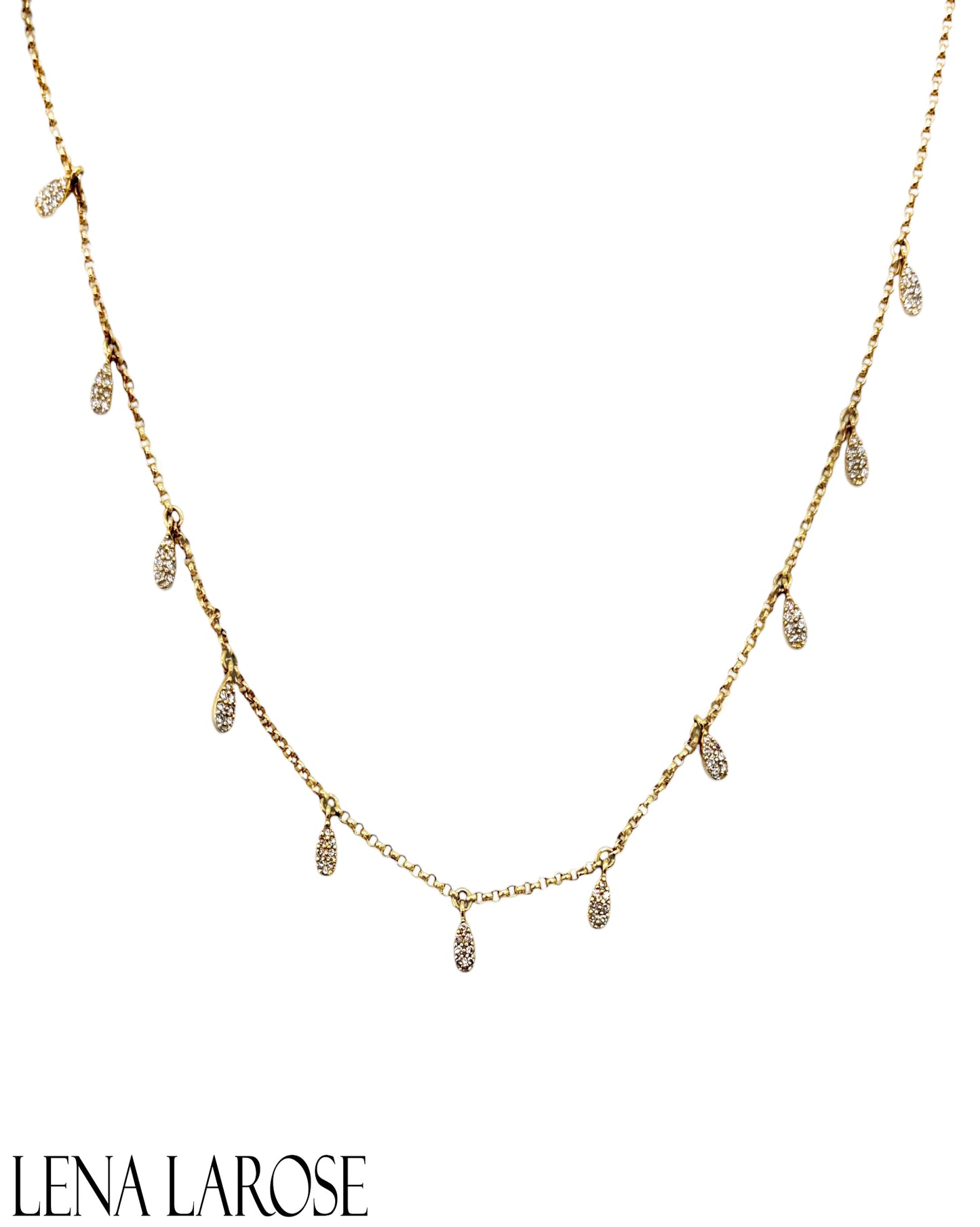 Vintage La Rose 14K Teardrop Stationed Necklace