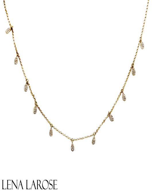 Vintage La Rose 14K Teardrop Stationed Necklace