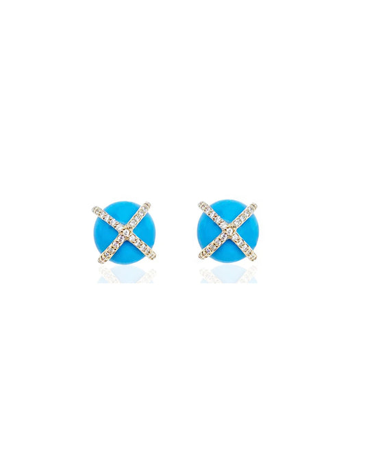 14K Vintage La Rose Turquoise Cage Earrings
