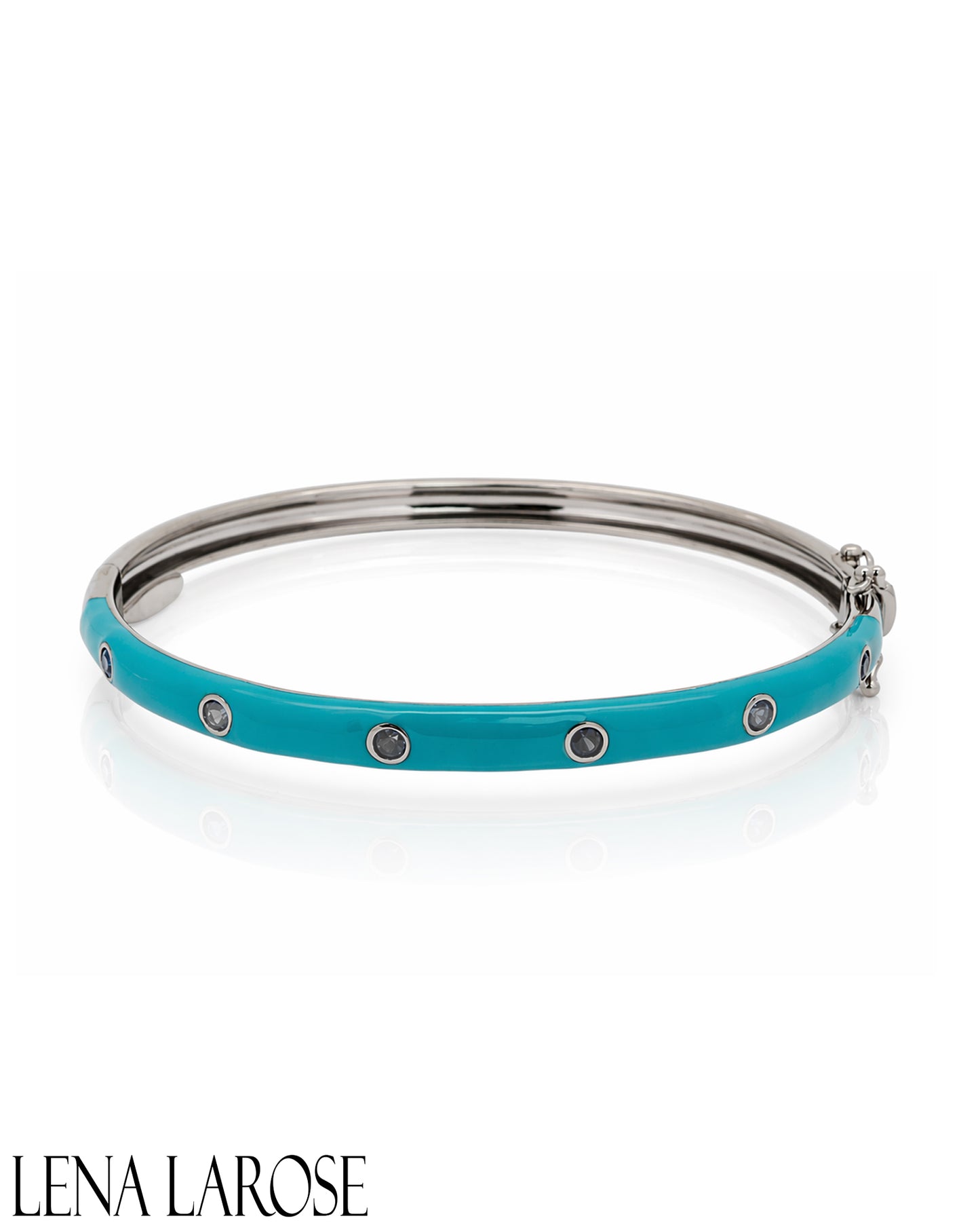 Vintage La Rose Sterling Silver Turquoise Enamel Bangle