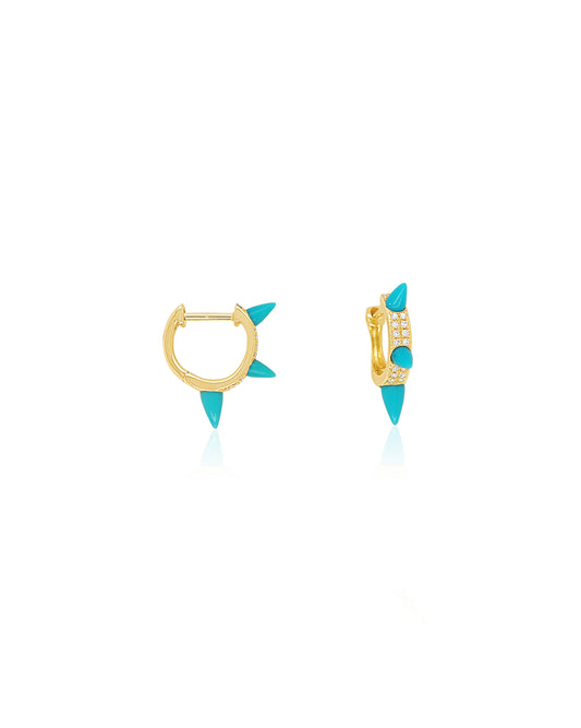 14K Vintage La Rose Turquoise Sike Huggies