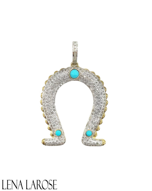 TRUNKSHOW The Woods Pave and Turquoise Horseshoe Pendant