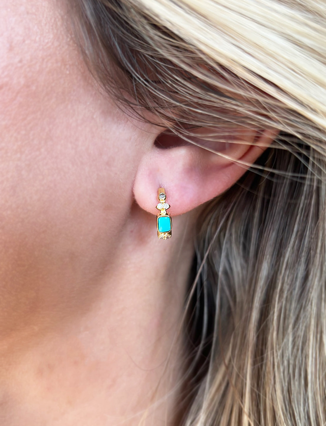 The Woods Turquoise Huggie Earring