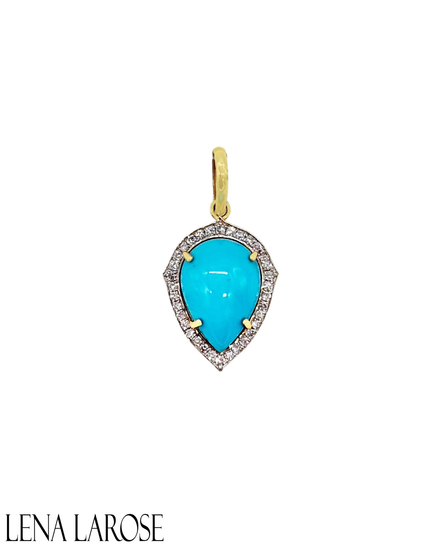 Vintage La Rose 14K Turquoise Tear Drop Pendant
