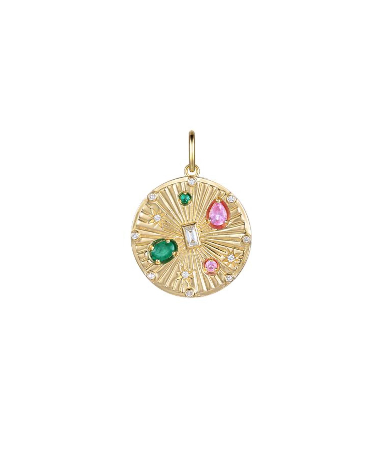 Vintage La Rose 14K Mixed Gemstone Pendant