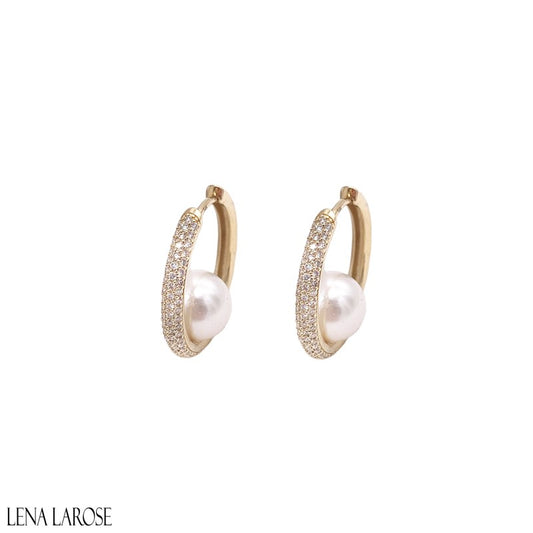 Vintage La Rose Pearl Diamond Hoops