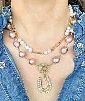 The Woods Fine Jewelry Brass Pearl Chain, 20"