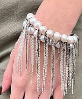 Samira 13 White Pearl Fringe Bracelet