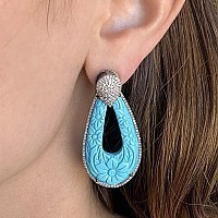 TRUNKSHOW The Woods Fine Jewelry Carved Turquoise Earrings