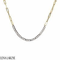 Vintage La Rose 14K Gold Diamond Bar Chain, 17"