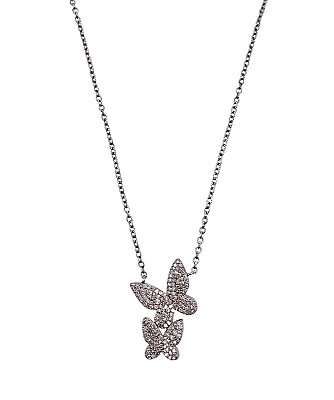 Vintage La Rose Silver Butterfly Necklace