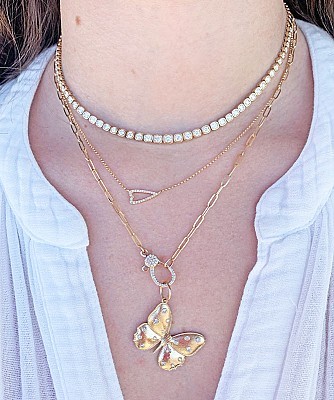 Vintage La Rose 14k Diamond Bezel Necklace