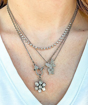 Vintage La Rose Silver Butterfly Necklace