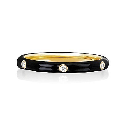 EF Collection Black Enamel Ring