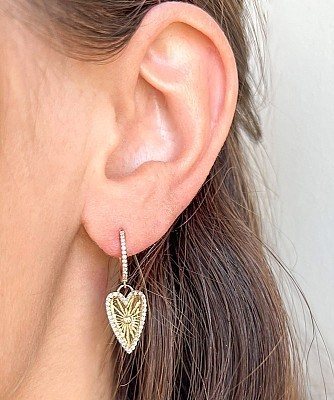 Vintage La Rose 14k Heart Huggie Earrings