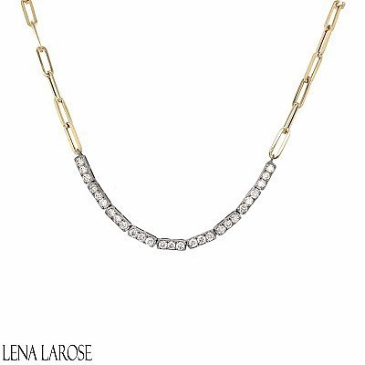 Vintage La Rose 14K Gold Diamond Bar Chain, 17"